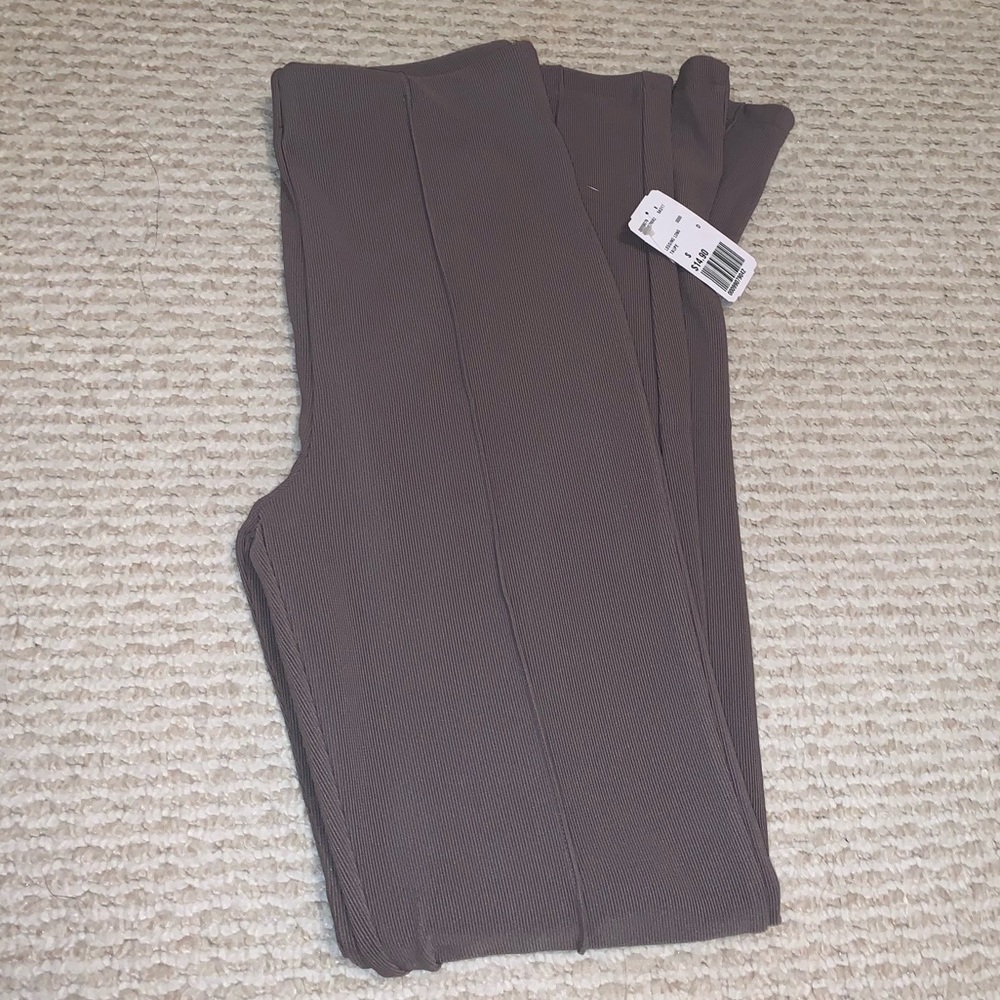 Grey ribbed stretch pants/leggings size small